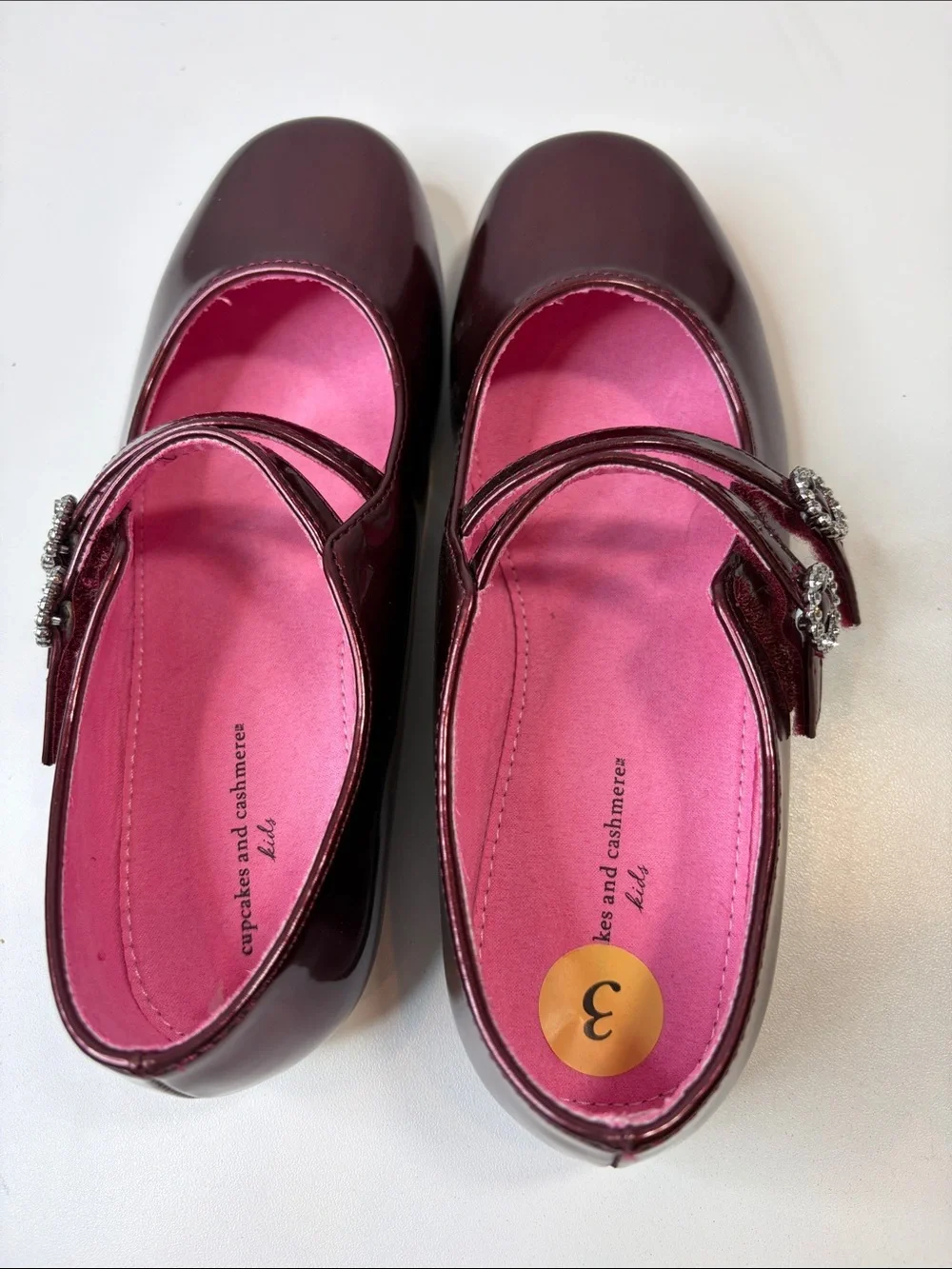 Cupcakes and Cashmere Kids Girls Metallic Burgundy Mary Jane Flats Size 3